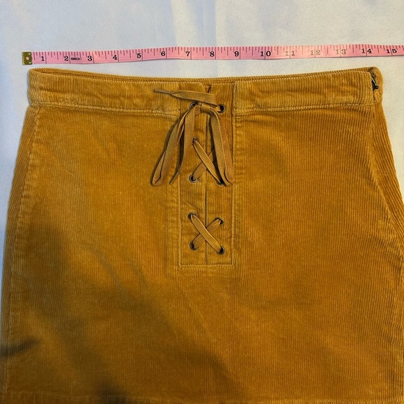 NWOT Corduroy Lace-Up Yellow Skirt - Picture 6 of 7